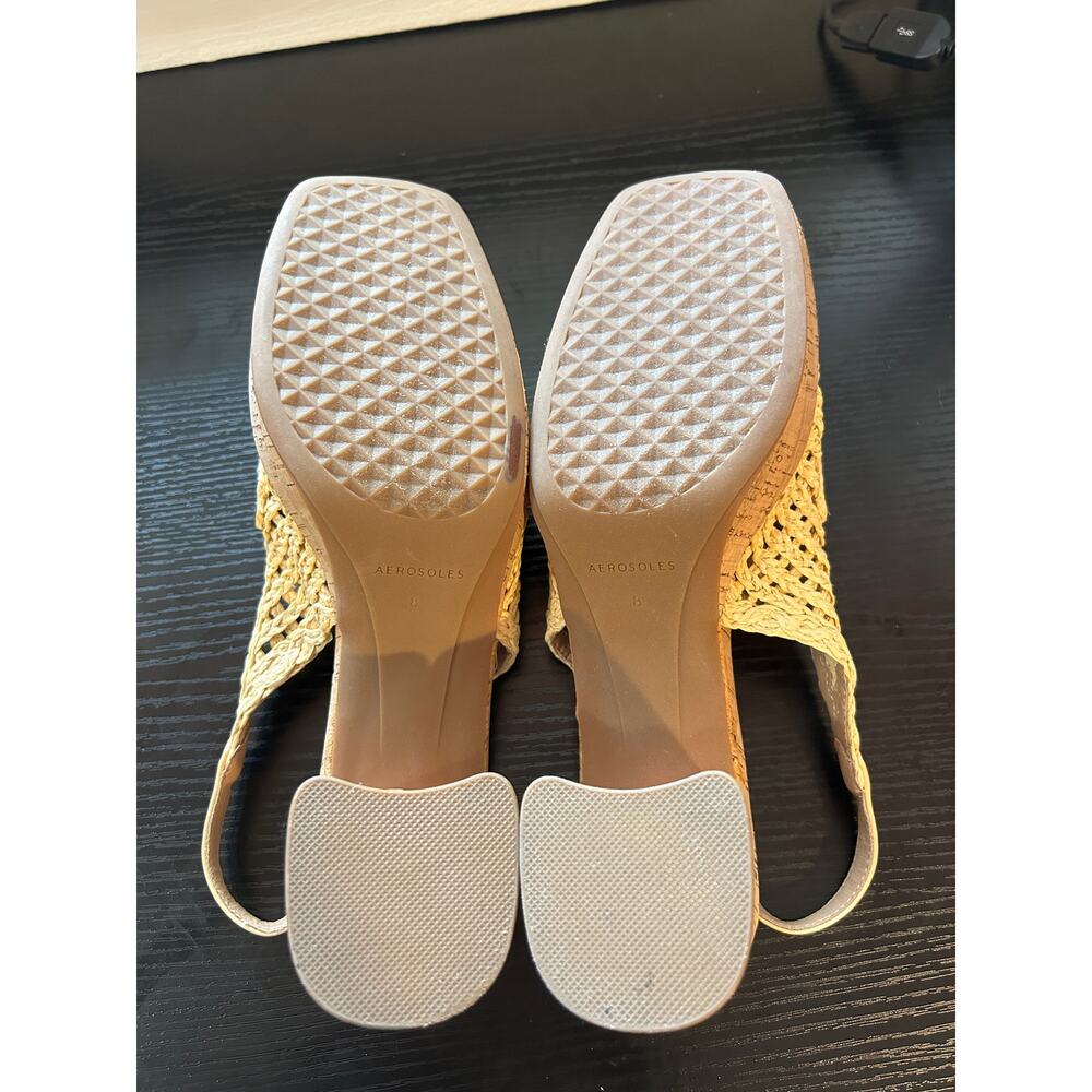Aerosoles Santiago Raffia Block Chunky Cork Heel Slingback Sandals Womens Size 8 - Picture 9 of 12